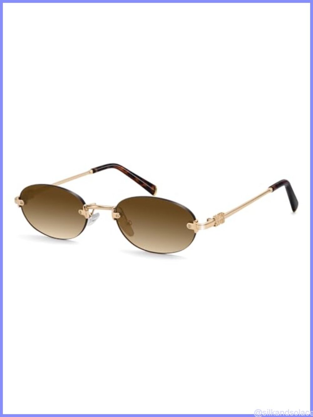 Retro Oval Sunglasses Rimless Vintage UV400 Metal Frame Unisex